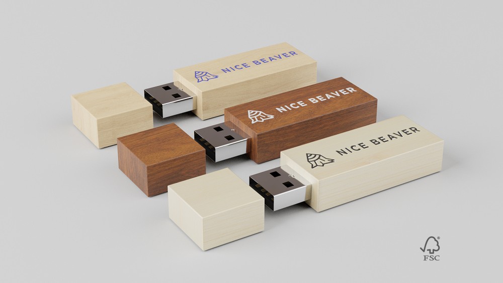 USB-key flash drive i ahorn, valnød eller bambus FSC træ